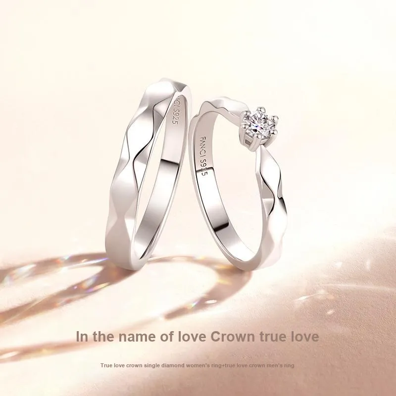 FANCI S925 Silver Inlay 0.1/0.3/0.5 Carat Lab Grown Diamond Rings Unisex-2