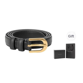 VANESSA HOGAN Niche Brand Versatile Belt Loop Smooth Button Jeans Belt Women's 1.9cm