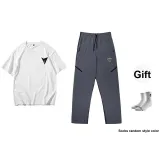 Thorn Rose Pants in Dark Gray+White Shades Short-Sleeved (Short-Sleeved Random)+Comes with Random Sports Socks