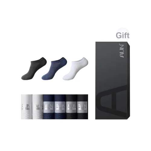 AUN 2 Черный 2 Белый 2 Темно-синий Мужские носки No Show