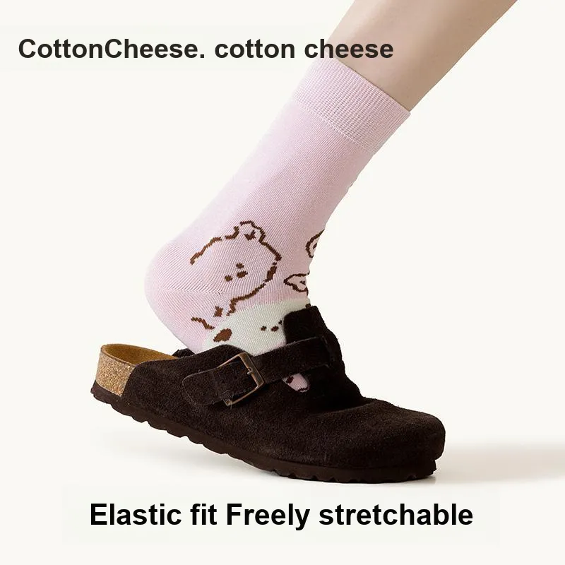 COTTON CHEESE Mid Calf Socks Women's 5 Pack Fresh Look Setting-3