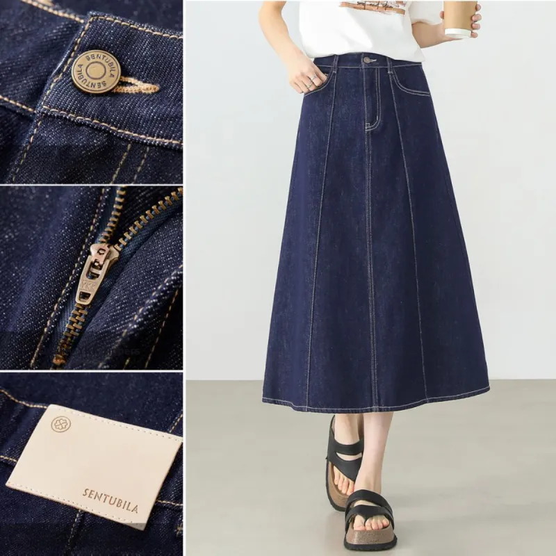 SENTUBILA Denim Long Skirt Women's-3