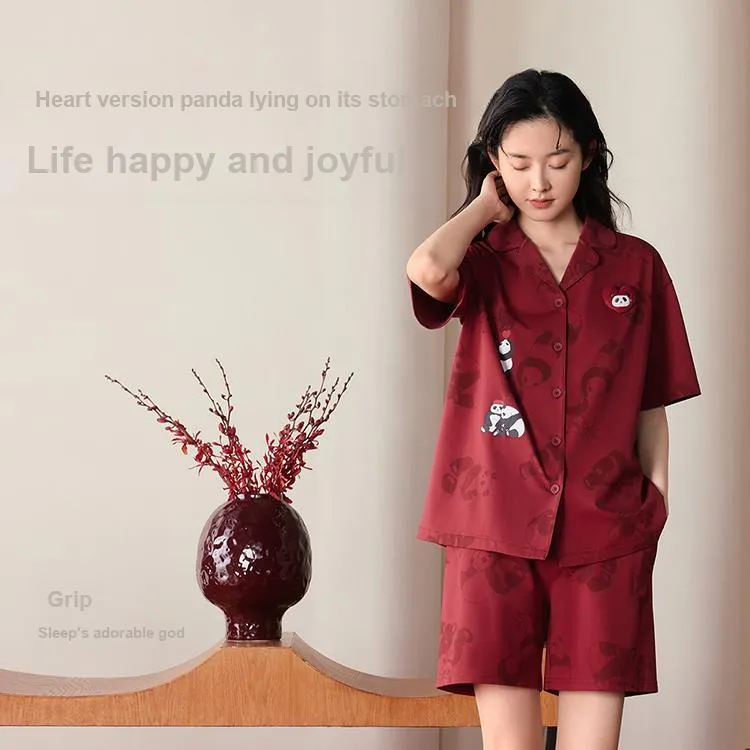 JINGYUN Pajama Set Unisex Burgundy-2