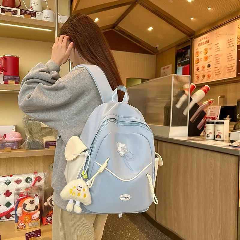 URBAN FOREST Nylon Backpack Unisex White/Black/Light Yellow/Sky Blue/Pink-16