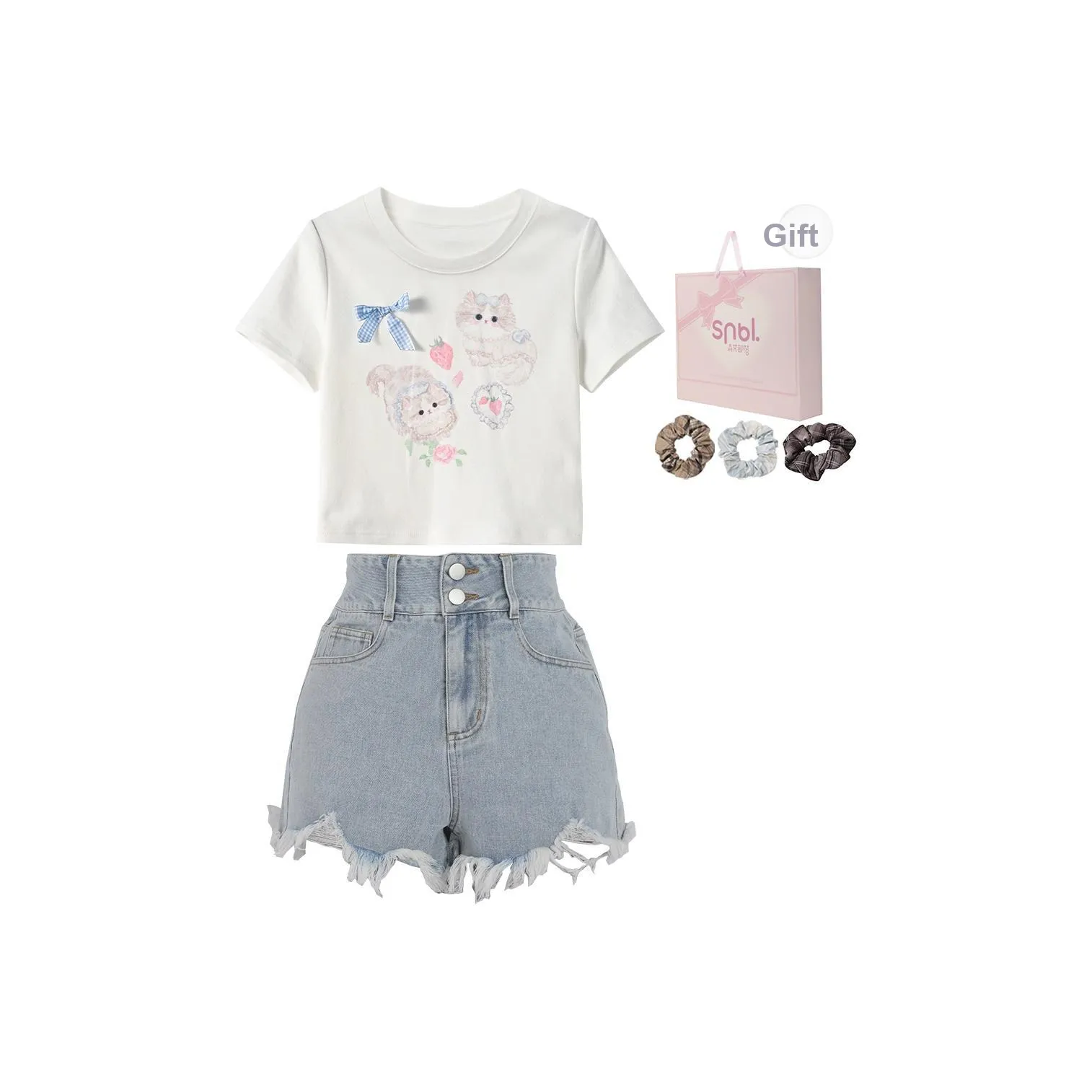 Snbl T Рубашка + Джинсы Женские Повседневные Костюмы