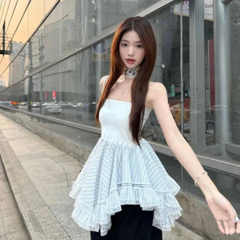DOKZB Strapless Top Women's White Stripes-5