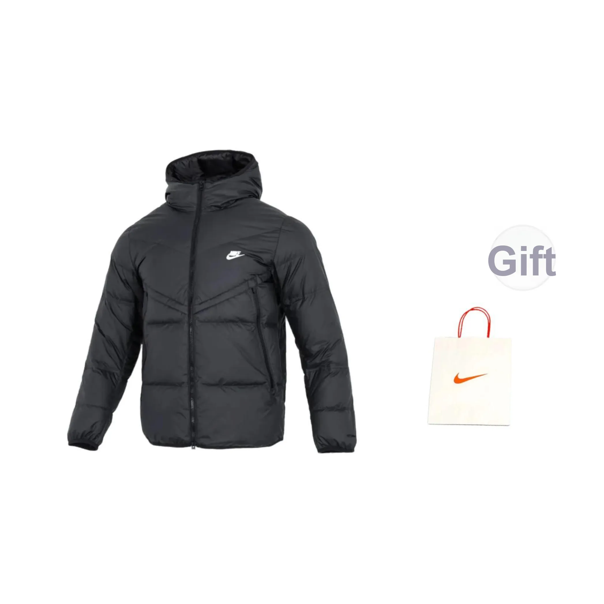 Nike Down Jackets Men's Black Shopping Bag Included