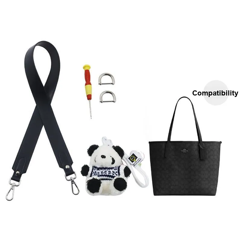 Cow Leather Bag Shoulder Strap Women's Black