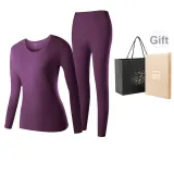 Women's Crew Neck Clothing Sets (Dark Purple) 100% cotton Skin-Friendly/3A Antibacterial