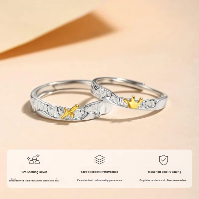 WINY 925 Sterling Silver Rings Unisex Silver Yellow Gradient-2