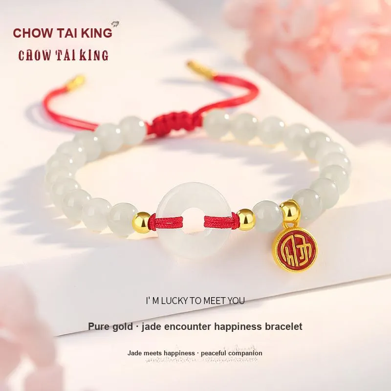 CHOW TAI KING Hetian Jade Bracelets White Jade/Pale Greenish White Jade Women's-1
