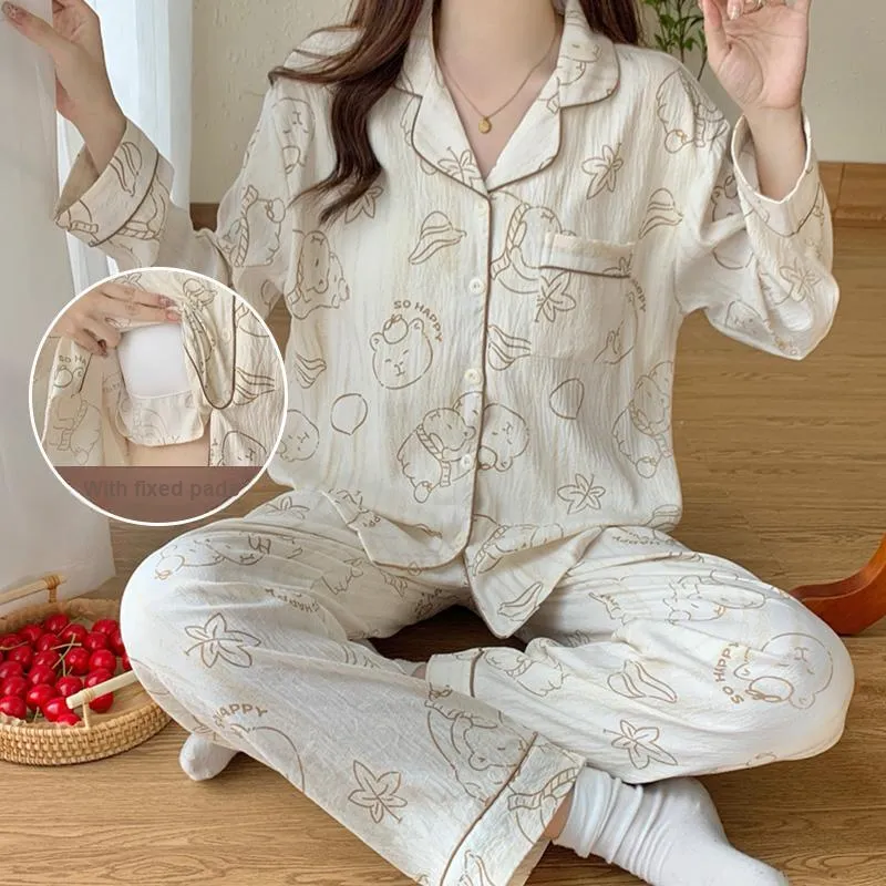 CAIHENGTONG Pajama Set Women's Simple Brush Cartoon-2