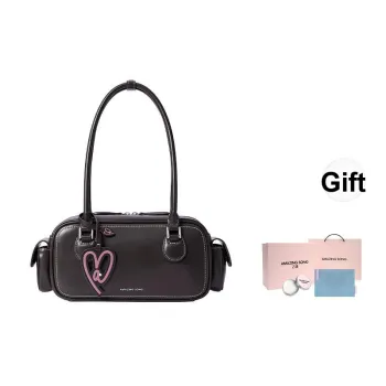 AMAZING SONG Cow Leather, Zip Closure Commute Schooling Shoulder Bag Regular Women's Red/Gray/White/Dark Chocolate