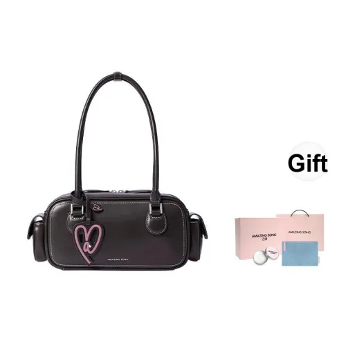 AMAZING SONG Cow Leather, Zip Closure Commute Schooling Shoulder Bag Regular Women's Red/Gray/White/Dark Chocolate