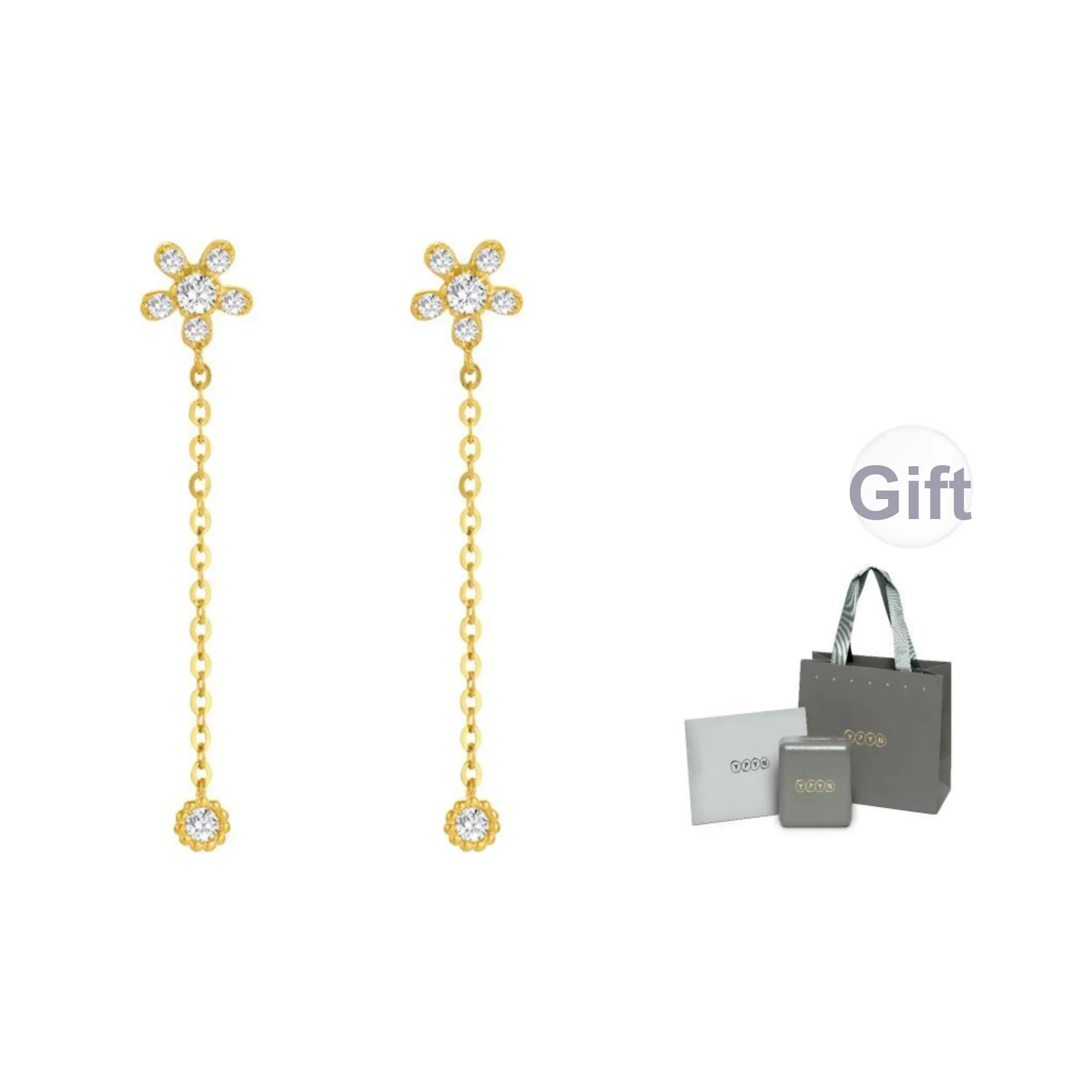 YPYN 10K Gold Stud Earrings Women's Gold