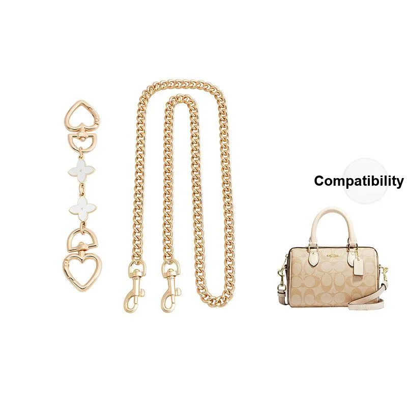 Ingenuity Handmade Metal Alloy Bag Strap Women's Gold Tone/White