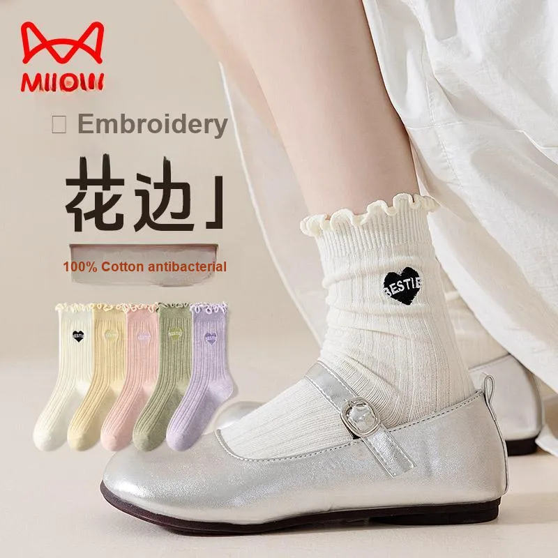 MIIOW Mid Calf Socks Women's 5 Pack-4