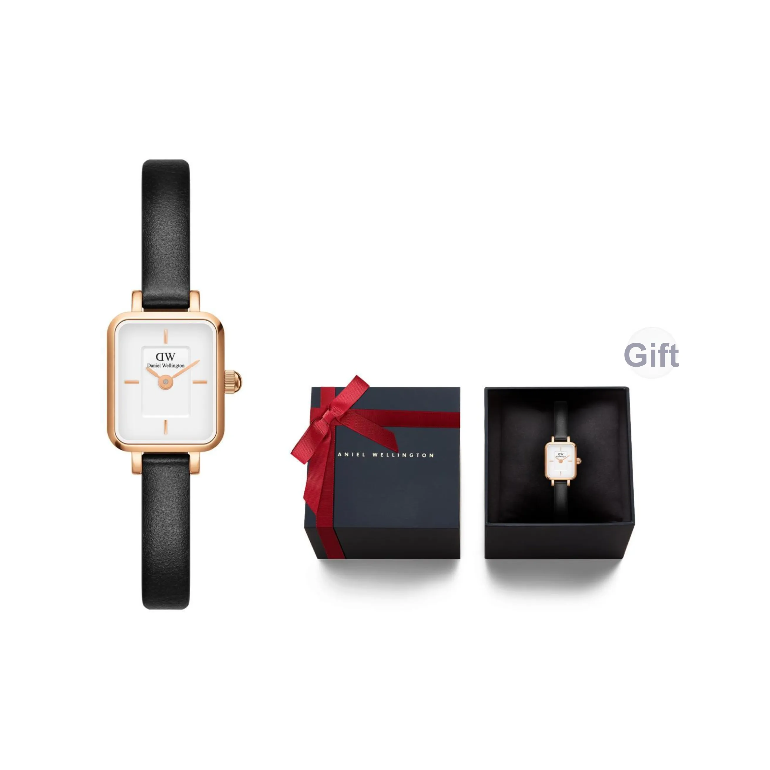 Daniel Wellington QUADRO Collection Женские часы Кварцевый механизм Кожаный ремешок Белый циферблат