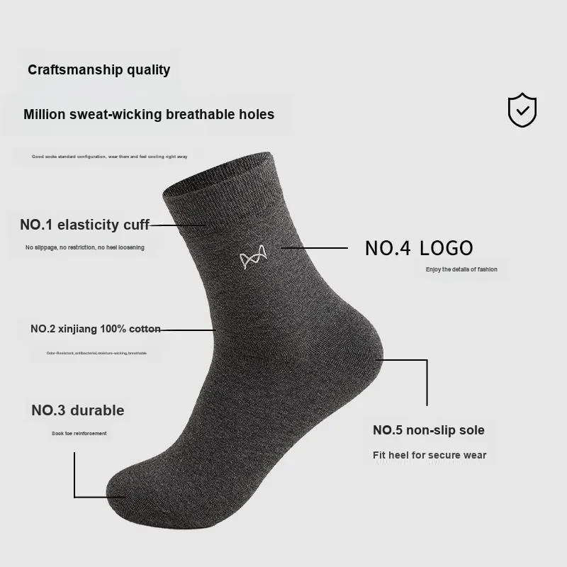 MIIOW Mid Calf Socks Men's 5 Pack Gift Box Set-7