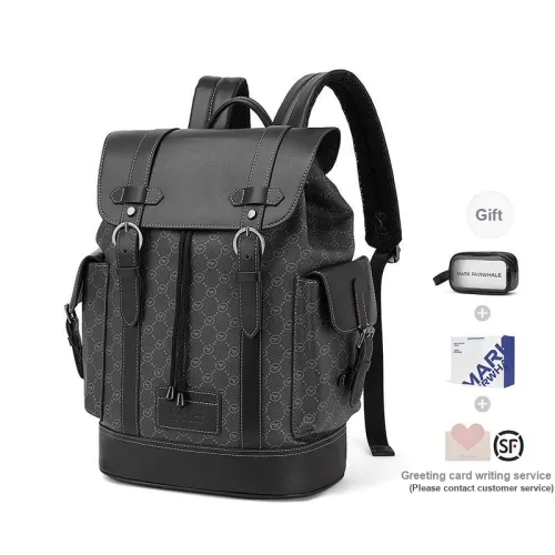 FAIRWHALE Synthetic Leather Laptop Backpack Regular Men's Black