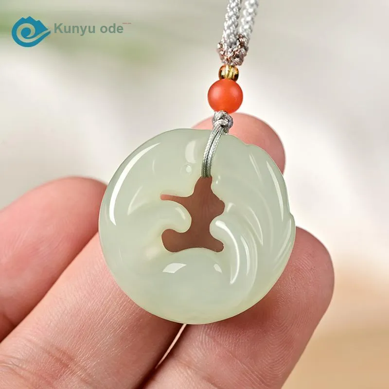 KUNYUYAO Hetian Jade Pendants White Jade Unisex-3