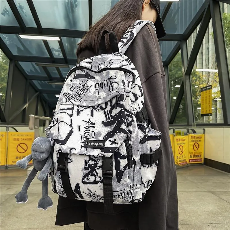 Barang Bear Nylon Backpack Regular Unisex Black White Blue-1