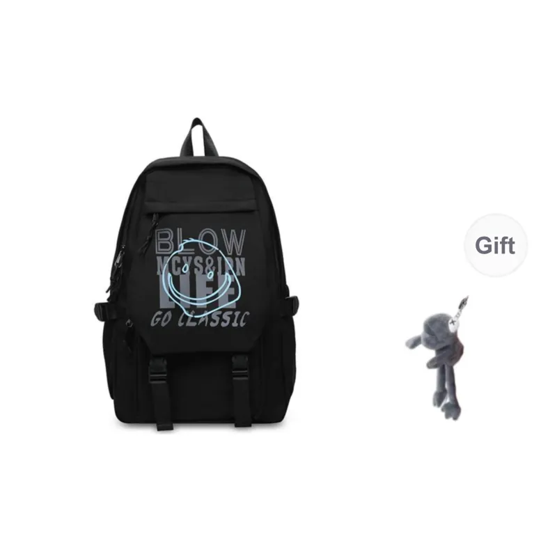 URBAN FOREST Nylon Backpack Unisex White Letter/White Smiley Face/Black Letter/Black Smiley Face-10