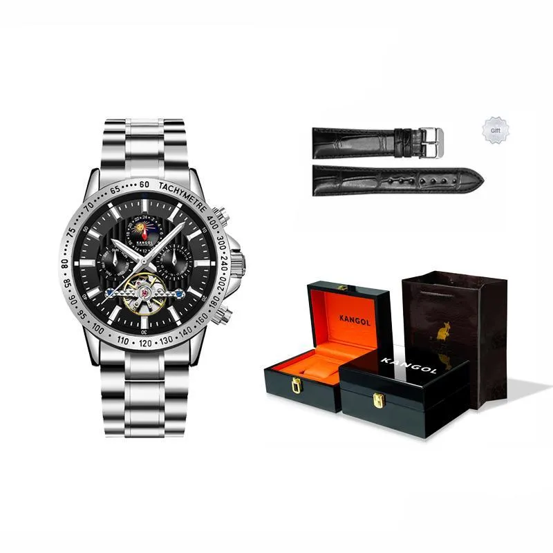 KANGOL Interstellar Series Automatic Mechanical Movement Stainless Steel Strap Watch Men's Watches Black Dial-33