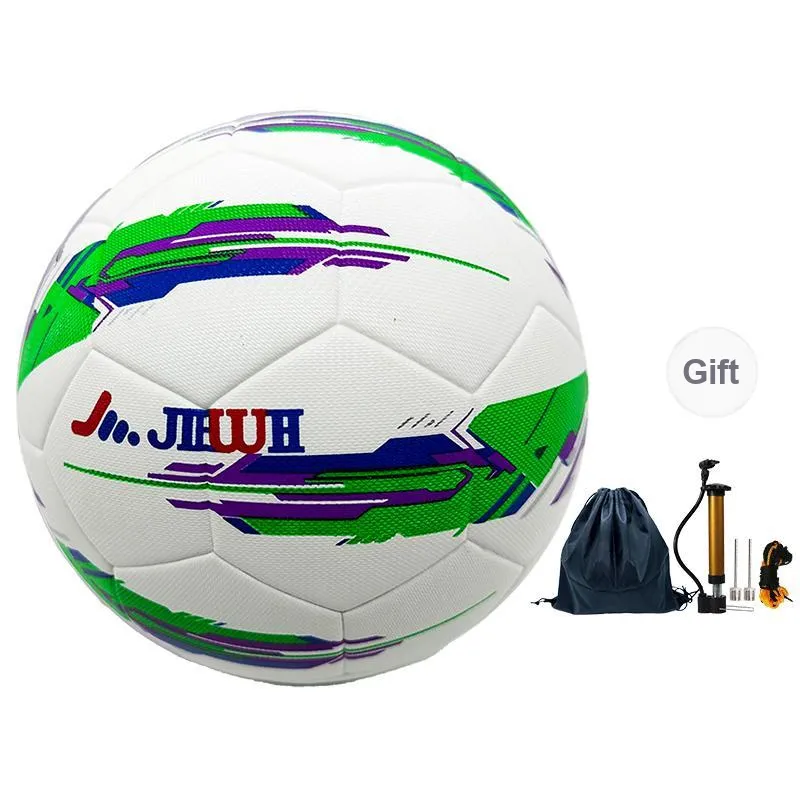 Jiewei Size 5 Soccer PU Seamless Thermal bonding Unisex Mecha Green-5