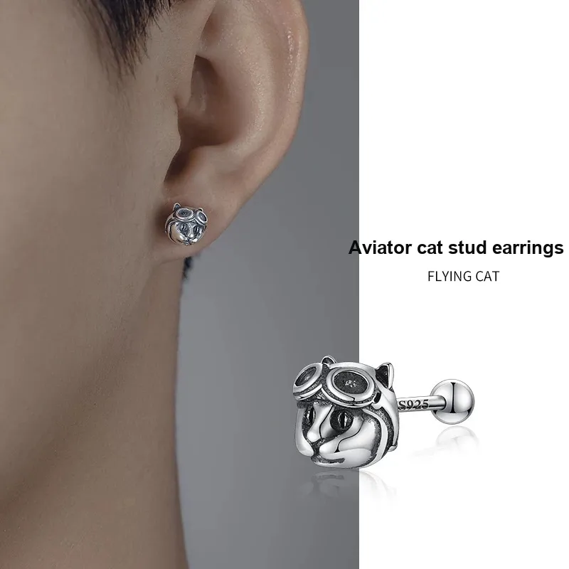 ZWU 925 Sterling Silver Stud Earrings Unisex-1