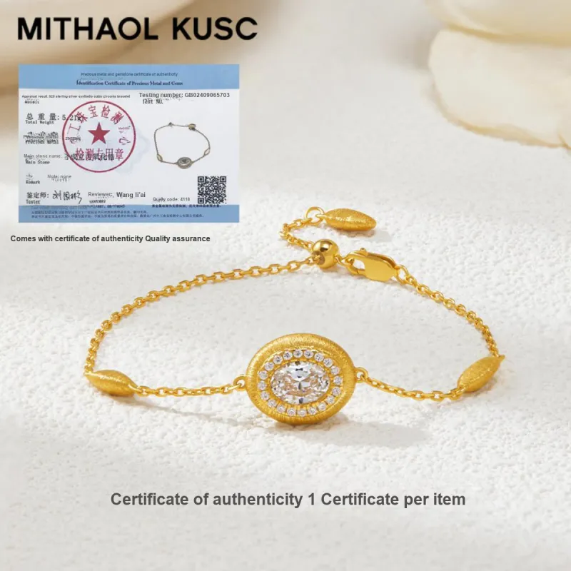 MITHAOL KUSC S925 Silver Plated With 18k Gold Bracelets Women's-2