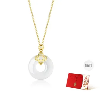 KADER Lucky Four-Leaf Clover Series Chalcedony Jade Necklaces Women's