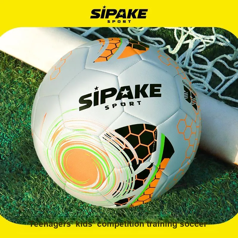 SIPAKESPORT Size 4 Size 5 Soccer PU Machine Stitched Soccer Ball Unisex Orange White-3