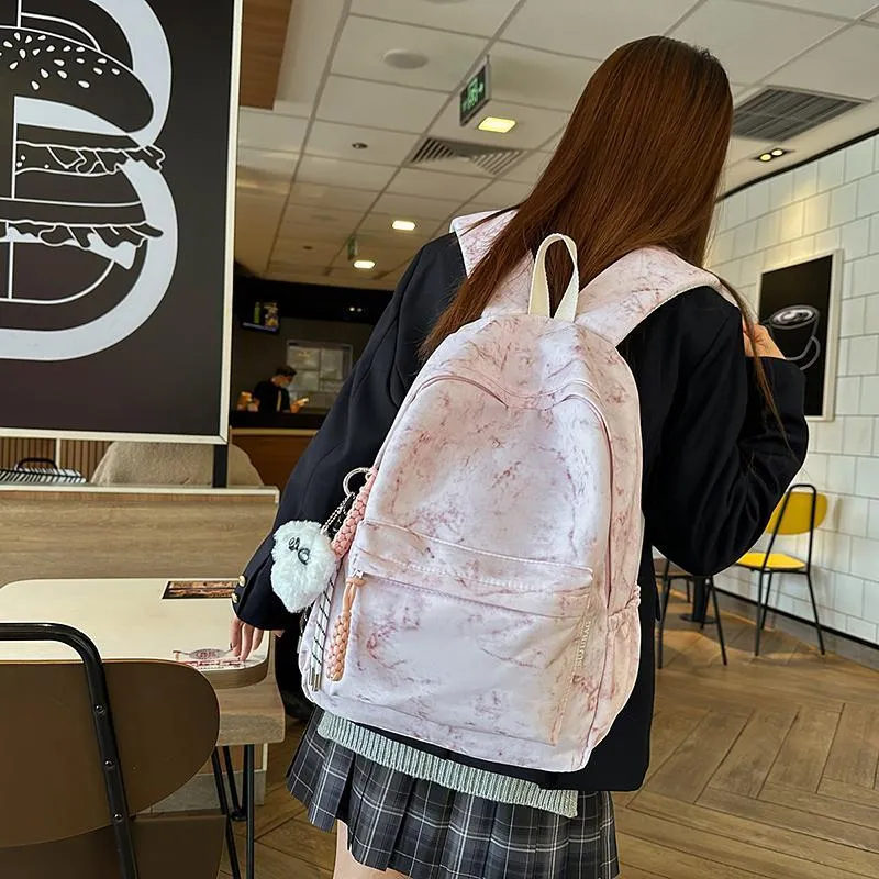 Yalu Nylon Backpack Unisex Black/Ecru/Yellow/Pink/Light Purple/Light Green-7