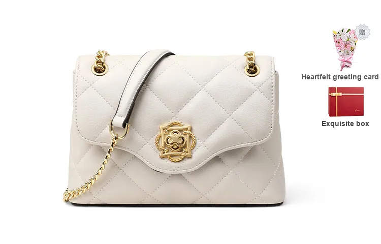 L'ALPINA Cow Leather Small Square Bag, Crossbody Bag, Shoulder Bag Regular Women's Ecru-6
