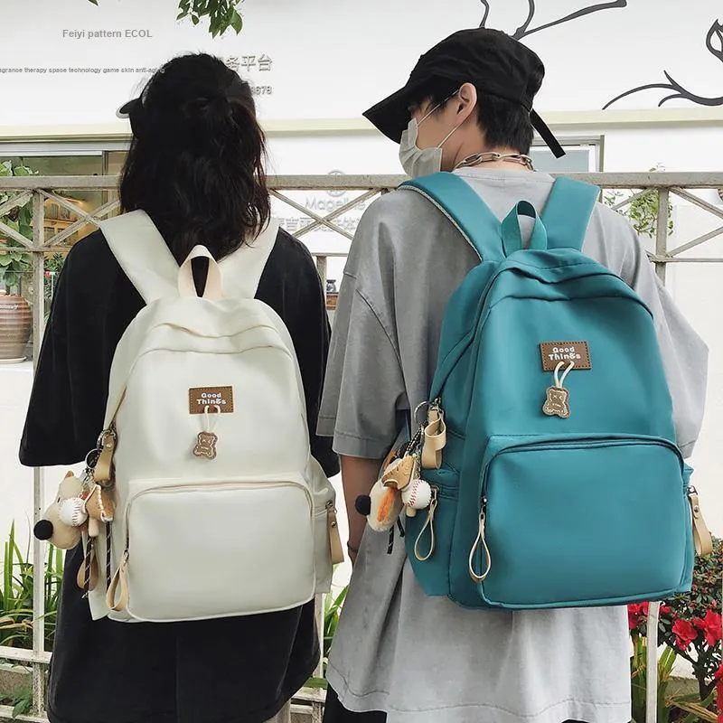 LUVISTRUE Nylon Backpack Unisex White/Black/Khaki/Peacock Blue-18