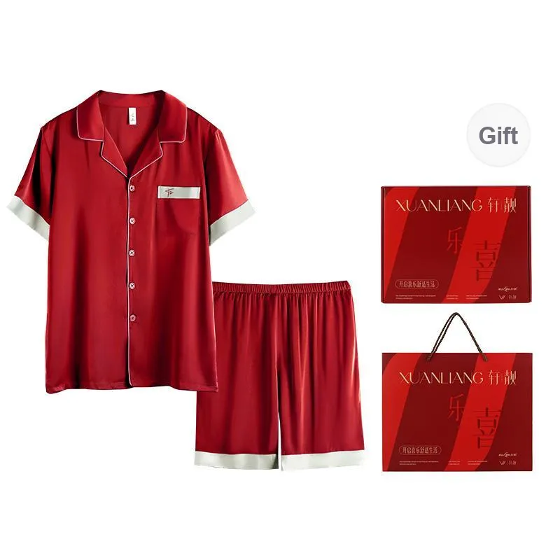 Xuan Liang Pajama Set Unisex Gift Box Set Maroon-4