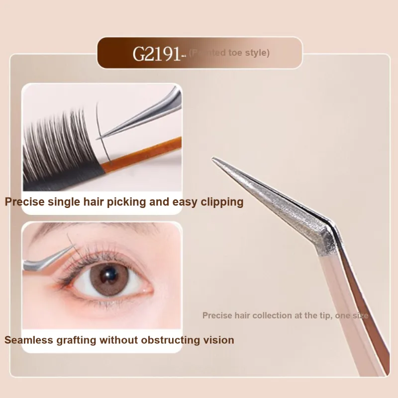GECOMO Precision Gold Feather Clip Tweezers Designed For False Eyelashes-1