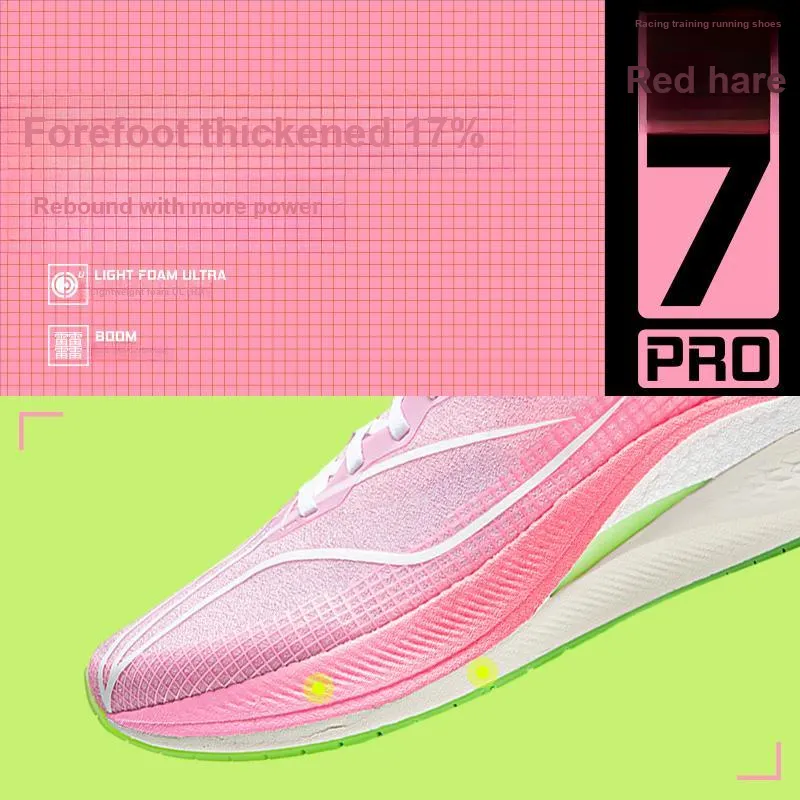 LiNing Red Hare 7 Pro Cushioning, Slip Resistant, Rebound Low Top Sprint Running Shoes Women's Soft Cherry Blossom Pink-5