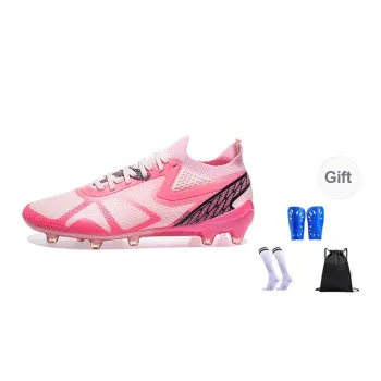 FEELACES Soccer Shoes Unisex Low Top Pink/Red