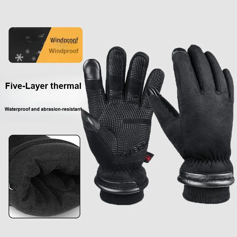 TANLU Riding Equipment Glove Outdoor Unisex Artificial Leather Black-1
