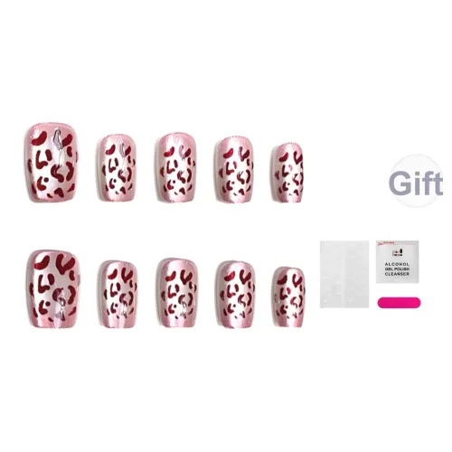 JIABITU Винтажный красный Леопард False Nail Короткий LADDER Однотонный Smudge Новый китайский стиль