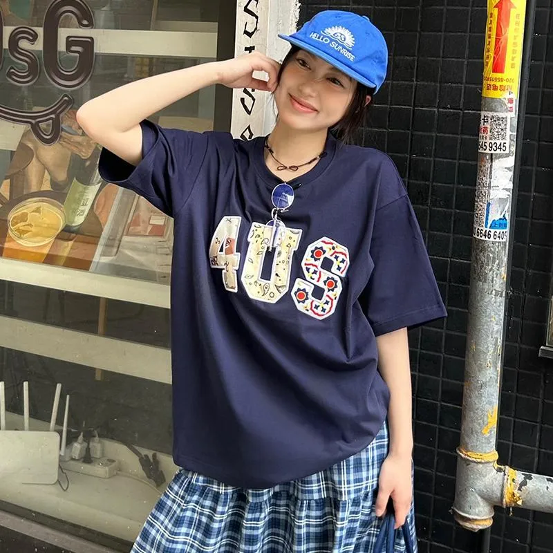 FORUYES T Shirts Women's Navy Blue-4