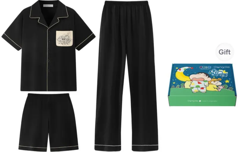 Gongdie x LABIXIAOXIN,LIANMINGKUAN Pajama Set Unisex Gift Box Set Black-6