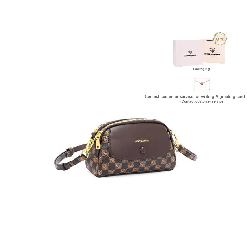 LUCKY DIAMOND PVC Shoulder Bag, Crossbody Bag Regular Women's Coffee-7