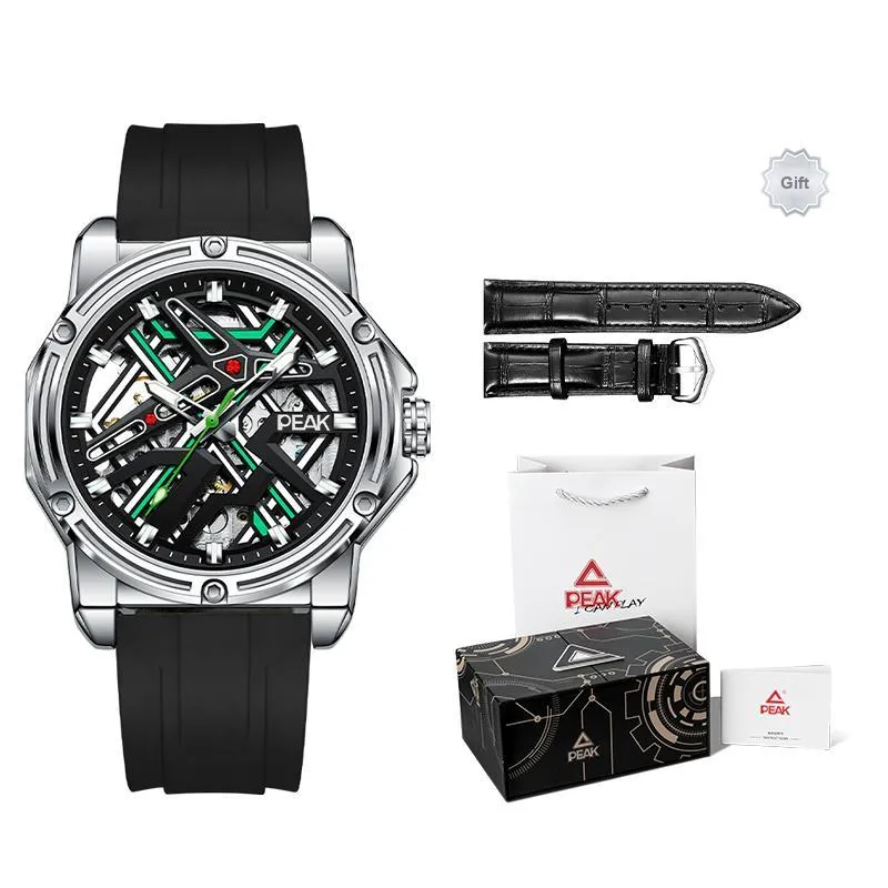 PEAK Pilot Series Mechanical Movement Leather Watch Bands Watch Men's Watches Black Dial-4