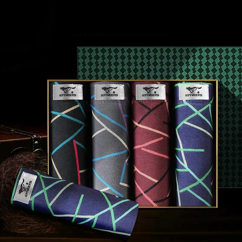 SEPTWOLVES Boxer Shorts Men's 4-Piece Gift Box Set+Shopping Bag-5