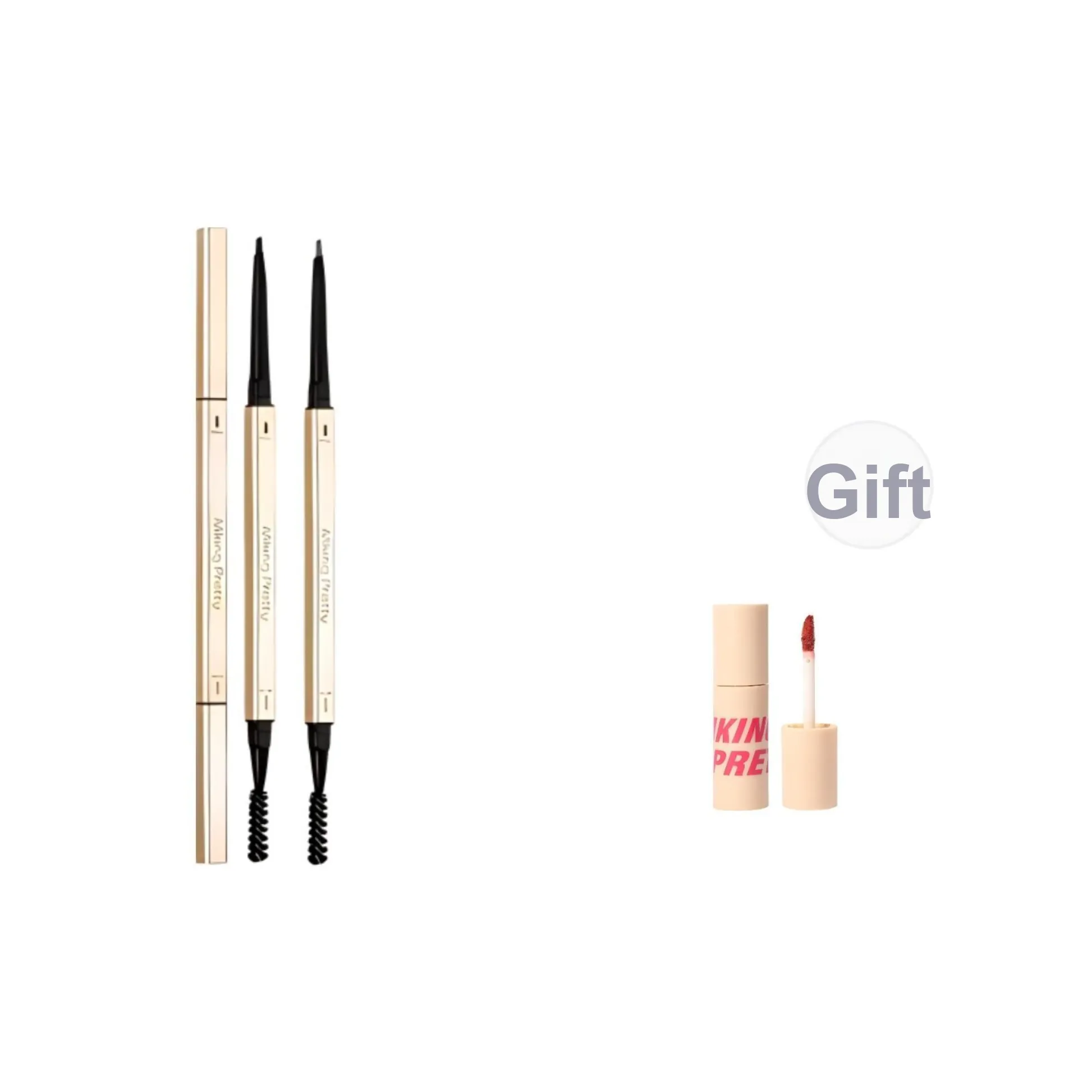 MKING PRETTY 2 шт Набор из 4 шт Маленькие Золотые Палочки Двойная головка Кисть для бровей карандаш