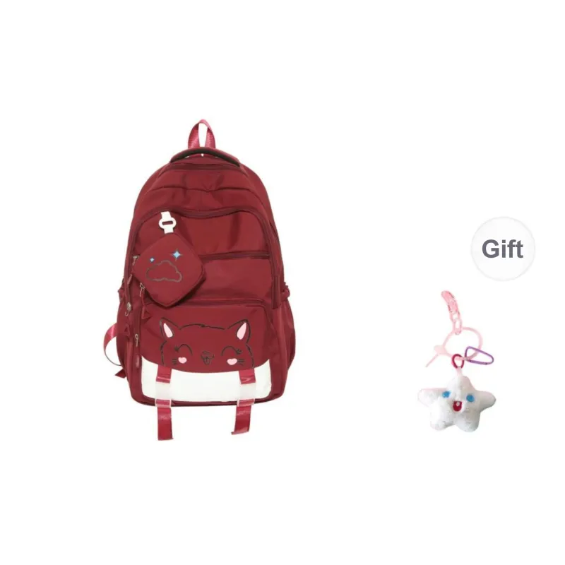 BRABOSTON Nylon Backpack Unisex Sunset Red/Burgundy/Blue/Black/Khaki/Pink-7