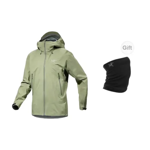 Arcteryx Beta Series Windbreaker Jackets Men Sage Green With Free Scarves